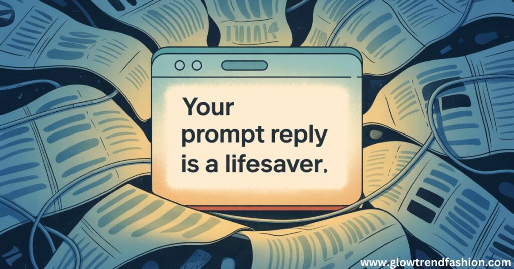 Your prompt reply is a lifesaver